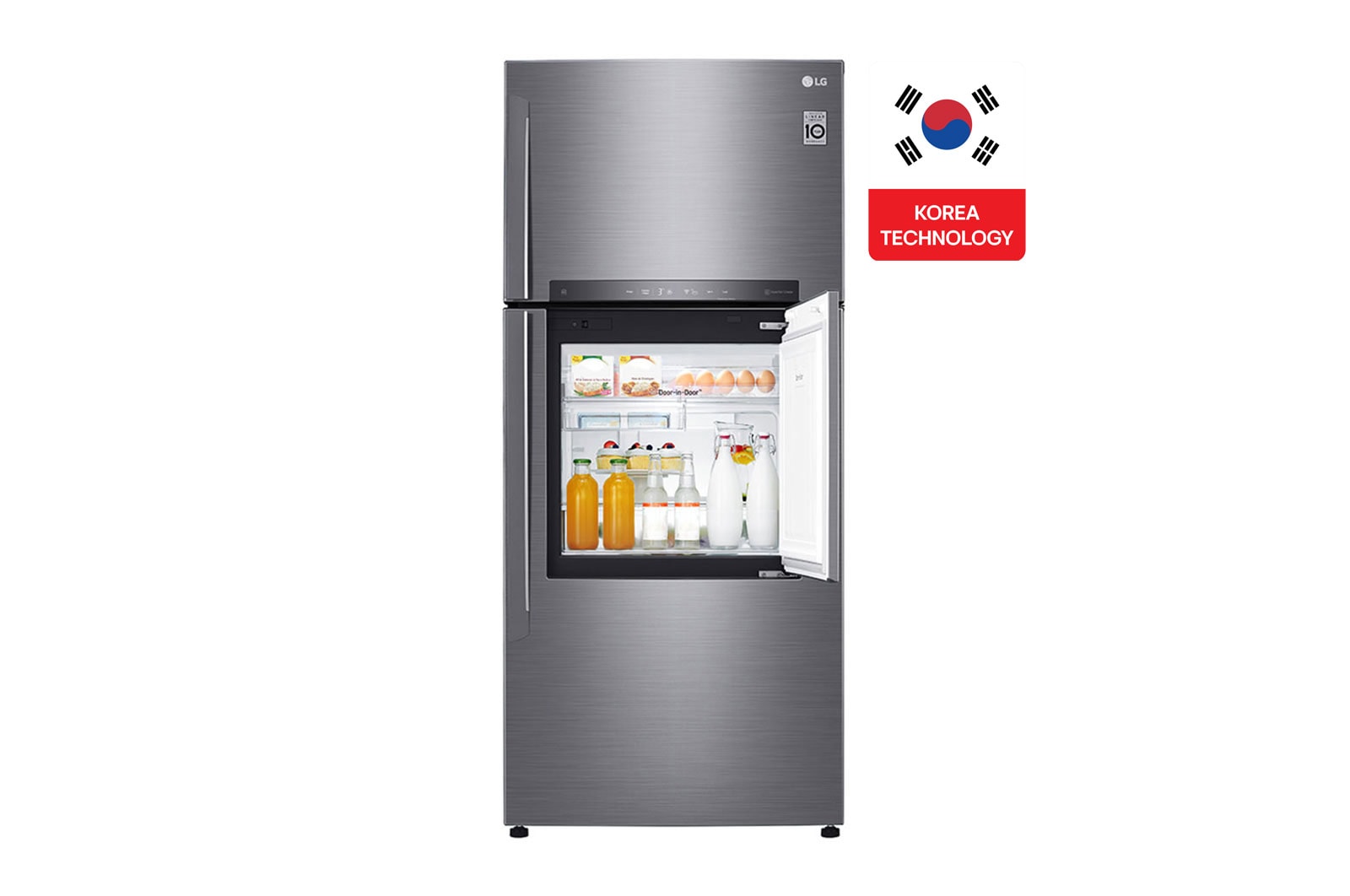 Front view of 512L LG Top Freezer Linear Cooling™, Silver GN-A722HLHU